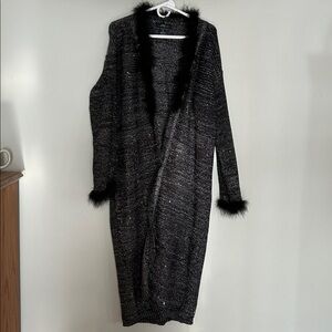 Midnight Velvet Metallic Silver & Black Cardigan size xl